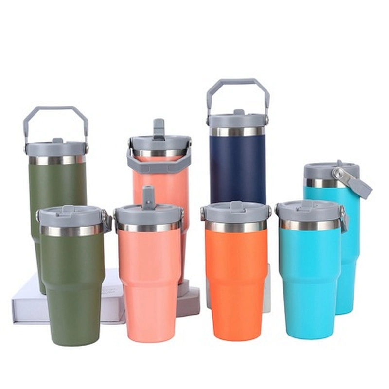 30 OZ 900 ML vacuum thermal mug  304 s/s inner, 201 s/s outer with color coating , plastic lid with handle